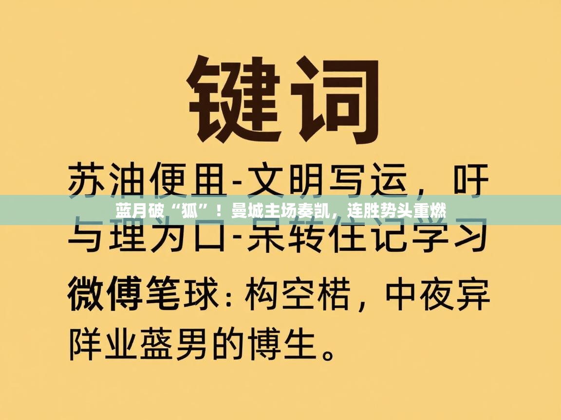 蓝月破“狐”!曼城主场奏凯,连胜势头重燃 第2张
